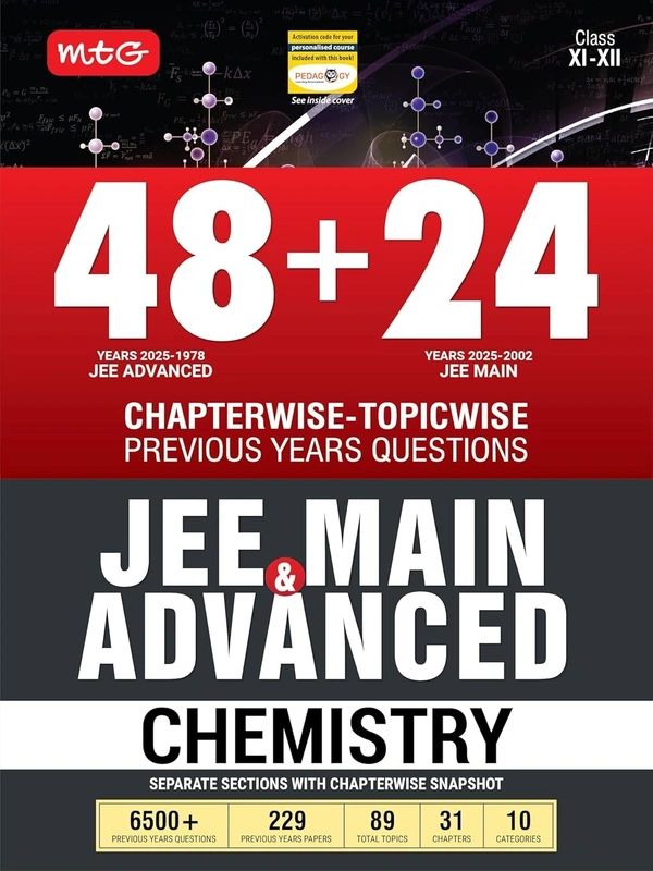 MTG MATHEMATICS, PHYSICS, CHEMISTRY 48 + 24 Years JEE Main (2025-2002) and JEE Advanced (2025-1978) Chapter-wise Topic-wise Previous Years Solved Question Papers Book – JEE PYQ Question Bank For 2026 Exam [Set of 3 Books]