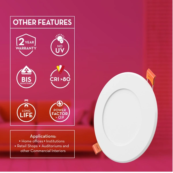 Crompton Led Star Slim Recess Panel Round - 6k - 15W - 7" Cutting