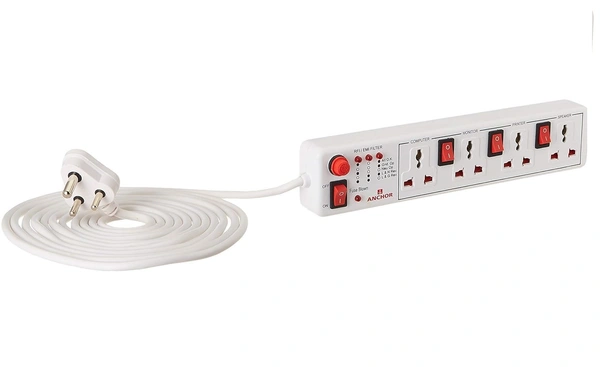 Anchor Spike Guard 4 Socket , 4 Switch, 1.5 Mtr Wire - 22568
