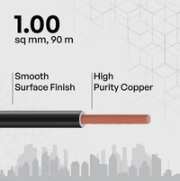 Polycab 1.0 sqmm FR Wire 90 Mtr Polycab Etira - Black