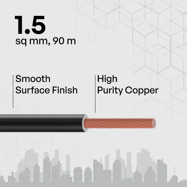 Polycab 1.5 sqmm FR Wire 90 Mtr Polycab Etira - Black