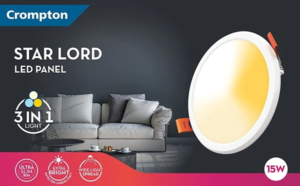 Crompton Star Lord Recess 3in1 Color Changing Led Panel Round - 15W-6" Cutting