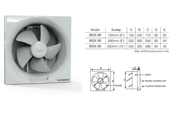 Crompton 250mm (10 Inch) Exhaust Fan Brisk Air