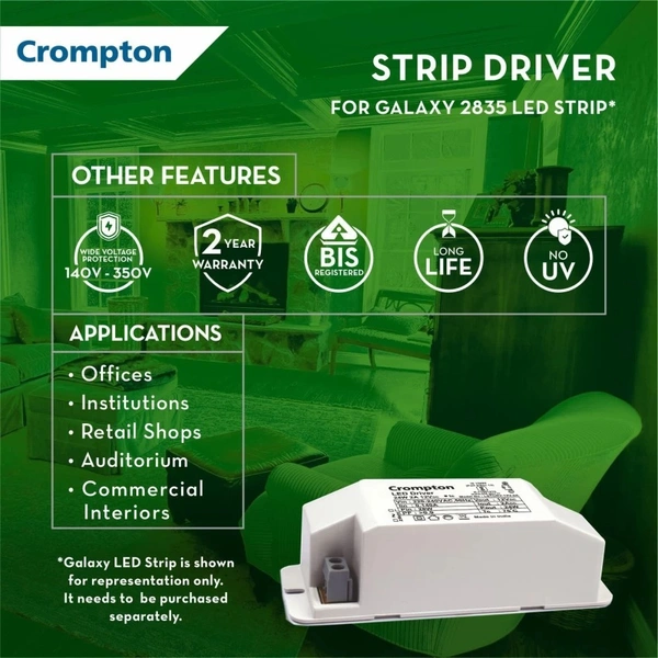 Crompton LED Strip Driver 3A, 36W for (120 LED Strip) - 