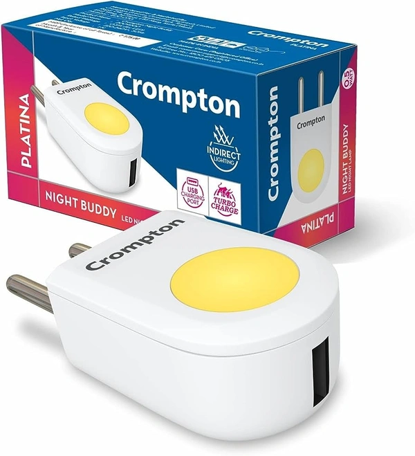 Crompton Night Buddy 0.5W with USB Charge Cool Day Light - Warm White