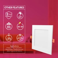 Crompton Led Star Slim Recess Panel Square - 6k - 6W - 4" Cutting