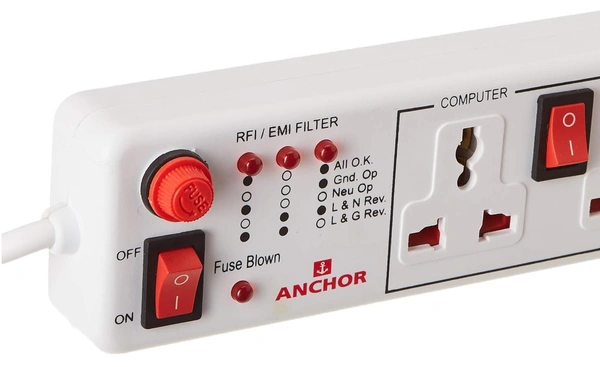 Anchor Spike Guard 4 Socket , 4 Switch, 1.5 Mtr Wire - 22568