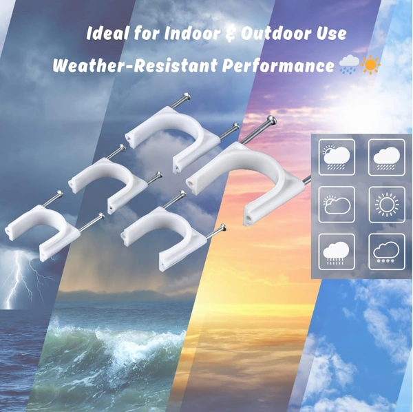 Double Nail Pipe Cable Clips CPVC & UPVC Pipe Clips with Metal Nails - 20MM (50 Nos)