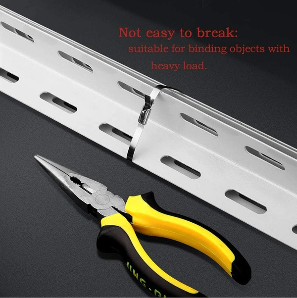 300MM X 4.6 Stainless Steel Tie, Metal Cable Ties - (100 Pcs - Pack)