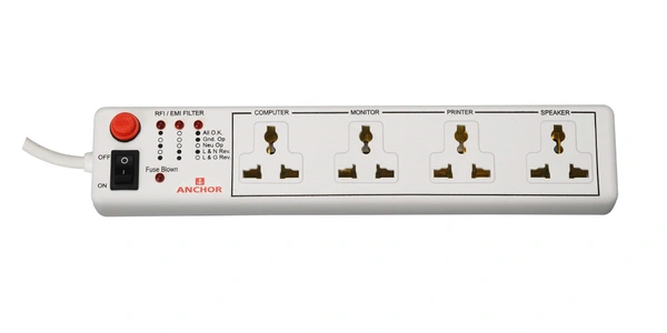 Anchor Spike Guard 4 Socket & 1 Switch - 1.5 Mtr Wire - 22047