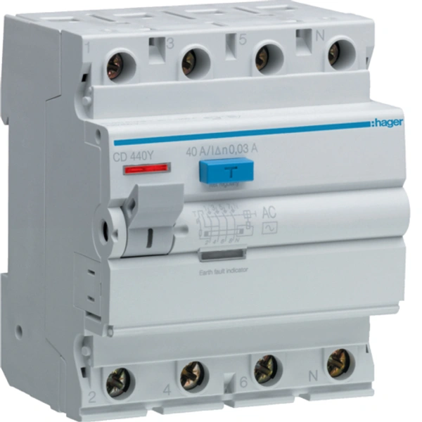 Hager 25A / 40A / 63A FP RCCB Hager - 40A 100mA - CE440Y