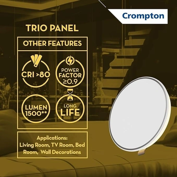Crompton 15W Trio Panel, Recess LED Downlight - 