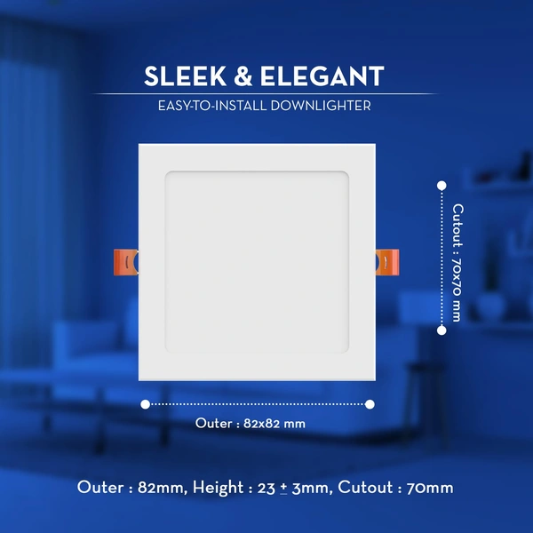 Crompton Led Star Slim Recess Panel Square - 6k - 6W - 4" Cutting