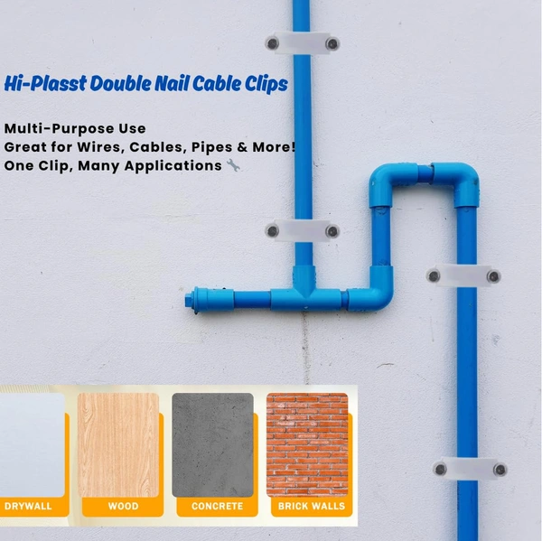 Double Nail Pipe Cable Clips CPVC & UPVC Pipe Clips with Metal Nails - 20MM (50 Nos)
