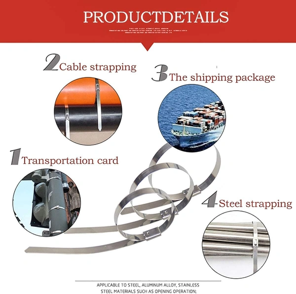 300MM X 4.6 Stainless Steel Tie, Metal Cable Ties - (100 Pcs - Pack)
