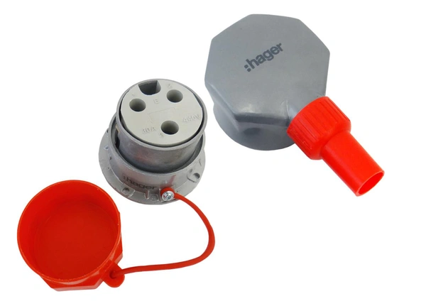 Hager Three Phase Metal Socket 20A 3P+E IP44 Hager - VZ142i - 
