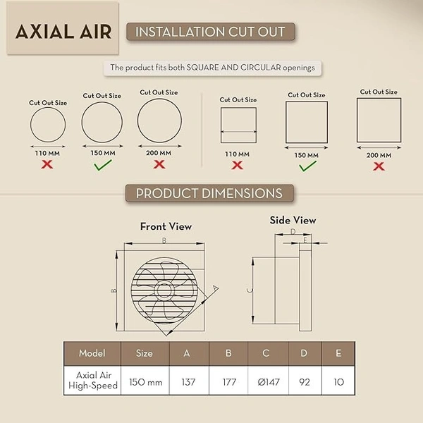 Crompton 150mm (6 inch) Round Axial Air Exhaust Fan
