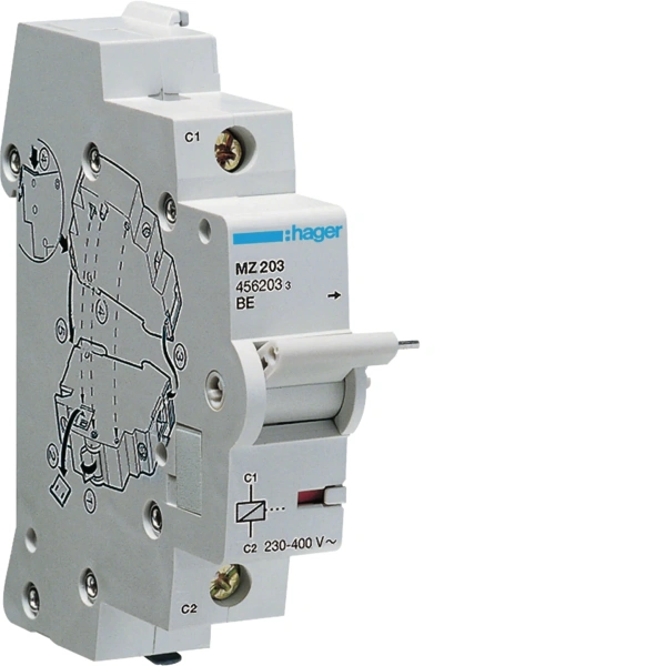 Hager MCB Shunt Trip 230V AC 1Module (MZ203) "Hager"