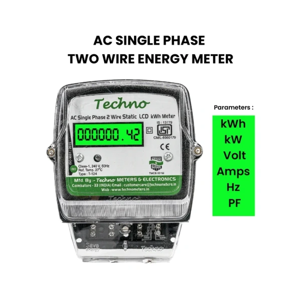 Techno Single Phase LCD Energy Meter Multi Functional 'Techno' (5-30A)
