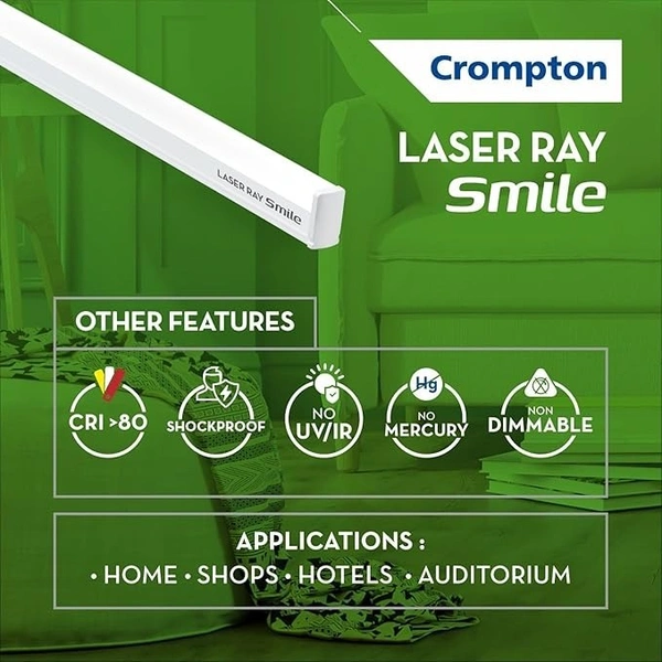 Crompton 20W 4Ft Led Batten Laser Ray Smile 6k