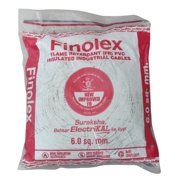 Finolex 6.0 Sqmm FR Wire 180Mtr - Black