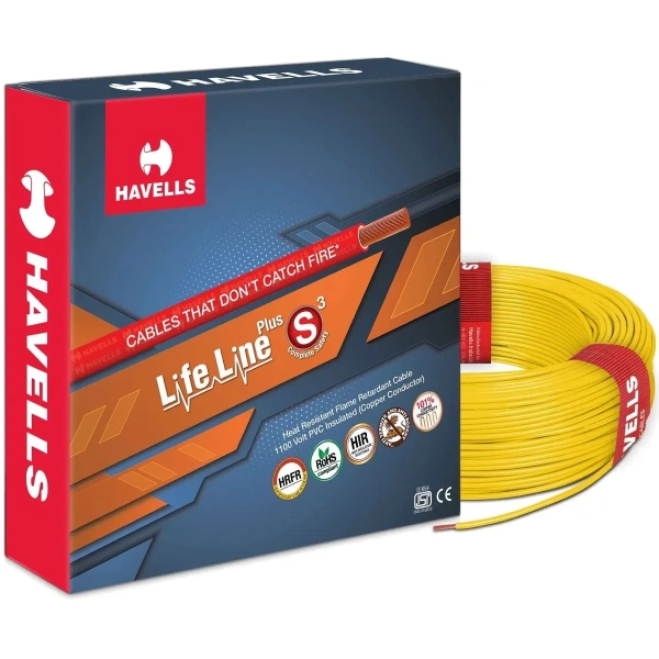 Havells HAVELLS 4.0 SQMM FR COPPER 90 MTR WIRE - Yellow