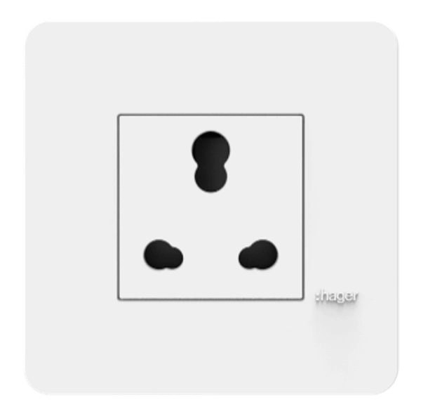 Hager 6 / 16A Socket White Protruded - WSNSK42