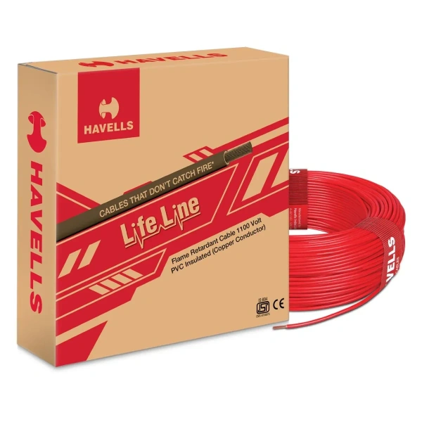 Havells HAVELLS 6.0 SQMM FR COPPER 180 MTR WIRE - Red