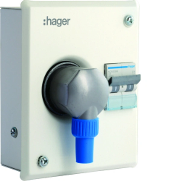 Hager 20A Single Phase 2P+E Metal Plug & Socket DB 2M (AC Box) Hager - 
