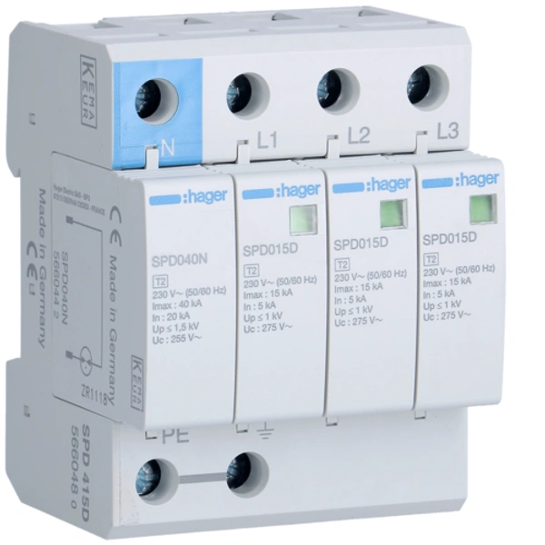 Hager Surge Protection Device Three Phase Type2 SPD 15KA Hager