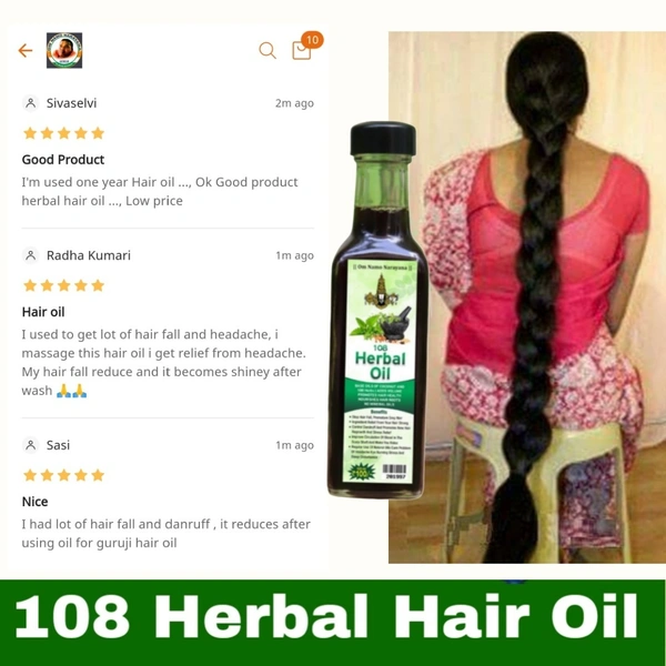 108 Herbs Hair Oil - ( 100ml ) Hair Growth /108 மூலிகைகள் முடி எண்ணெய் - முடி வளர்ச்சி - 1 Bottle - 100 ML 🔴 Prepaid Only
