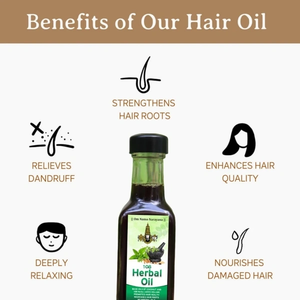 108 Herbs Hair Oil - ( 100ml ) Hair Growth /108 மூலிகைகள் முடி எண்ணெய் - முடி வளர்ச்சி - 1 Bottle - 100 ML 🔴 Prepaid Only