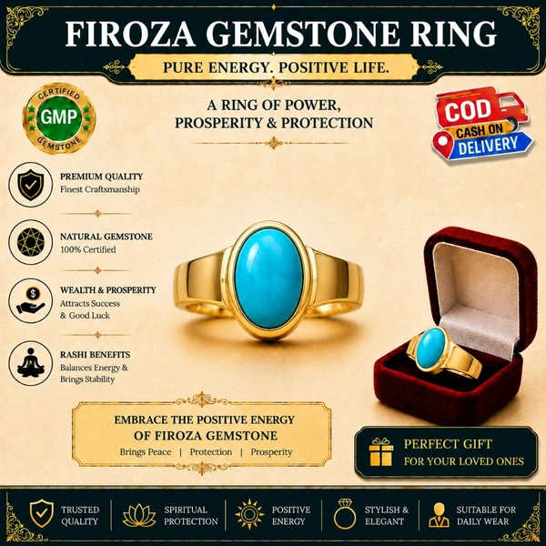 Firoza Gemstone Ring -(Turquoise) with Certificate 