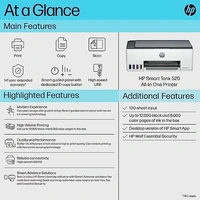 HP Smart Tank 520 All-in-one (Print, Scan& Copy) Colour Printer with 1 Extra Black Ink Bottle (Upto 12000 Black & 6000 Colour Prints) & 1 Year Additional Warranty with PHA; Claim Free Smart Watch