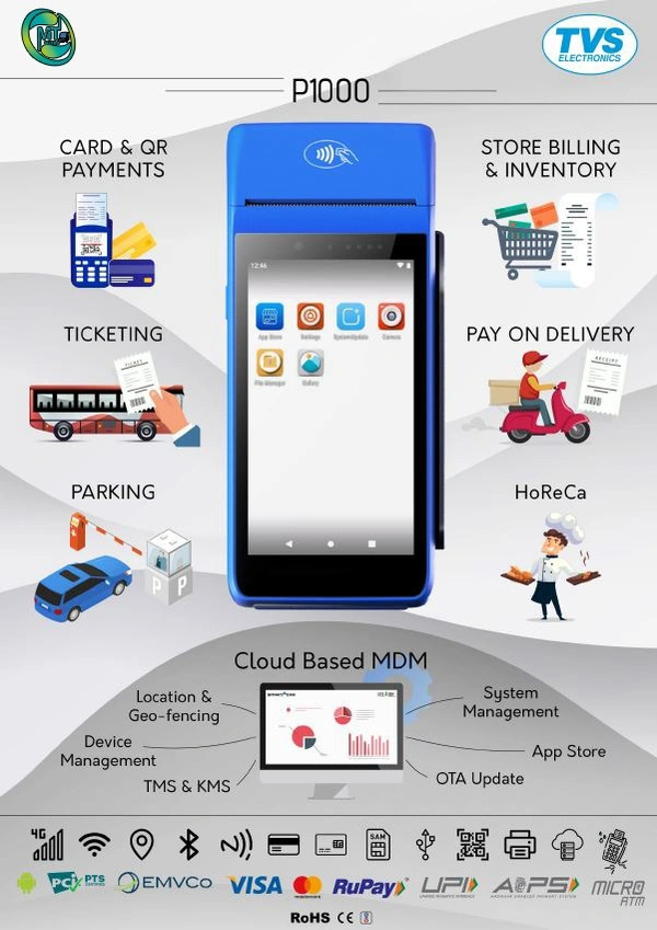 TVS P1000 HANDHELD TOUCH POS ANDROID 5.5inches