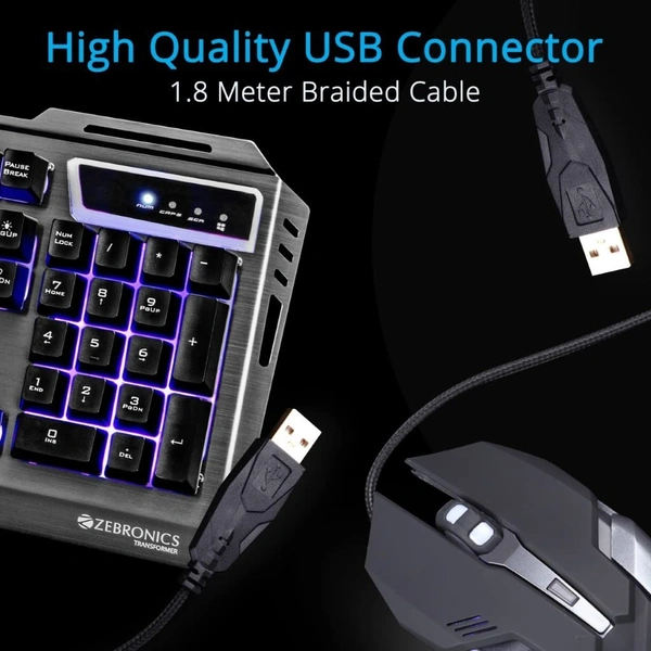 Zebronics Zeb-Transformer Gaming Keyboard and Mouse Combo (USB, Braided Cable)