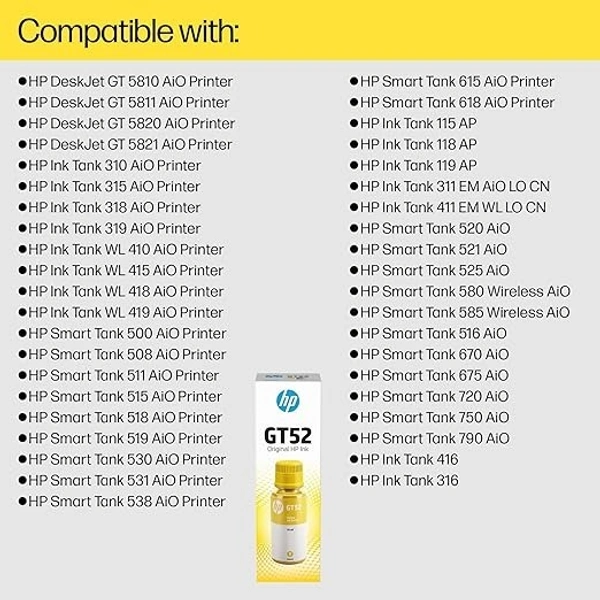 HP GT52 Yellow Ink