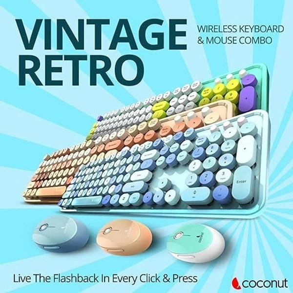 Coconut Retro Combo Wireless Keyboard & Mouse
