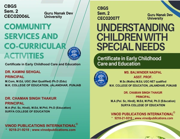 Vinod Publications International Book Mart GNDU 2nd Semester ECCE (Early Childhood Care and Education) English Medium - Dr. Jasleen Kaur - Ms. Ramandeep, Dr. Vimple Chopra - Dr. Navdeep Singh Rajji, Ms. Ramandeep - Ms. Shikha Abrol - Ms. Balwinder Nagpal, Dr. Kamini Sehgal - Dr. Chaman Singh Thakur, 978-93-7417-016-8