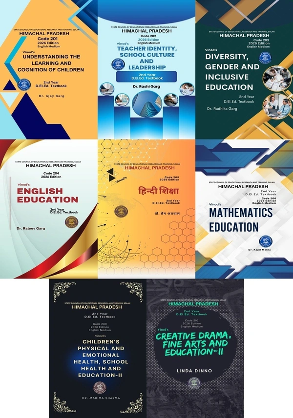 Himachal 2nd Year D.El.Ed. / J.B.T / E.T.T. 8 Books Set (E)  ALL  COMPULSORY SUBJECTS + OPTIONAL SUBJECTS (English + Hindi + Mathematics) English Medium | COMPLETE SET CODE 201 + 202 + 203 + 204 + 205 + 206 + 209 + 210 ; CALL 9218-21-9218 VINOD PUBLICATIONS