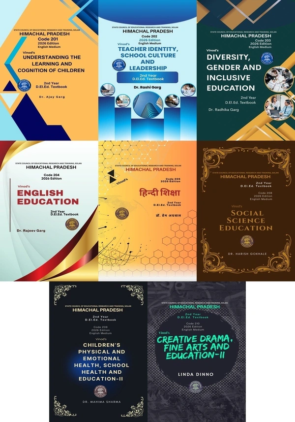 Himachal 2nd Year D.El.Ed. / J.B.T / E.T.T. 8 Books Set (E)  ALL  COMPULSORY SUBJECTS + OPTIONAL SUBJECTS (English + Hindi + Social Science) English Medium | CODE 201 + 202 + 203 + 204 + 205 + 208 + 209 + 210 ; CALL 9218-21-9218 VINOD PUBLICATIONS
