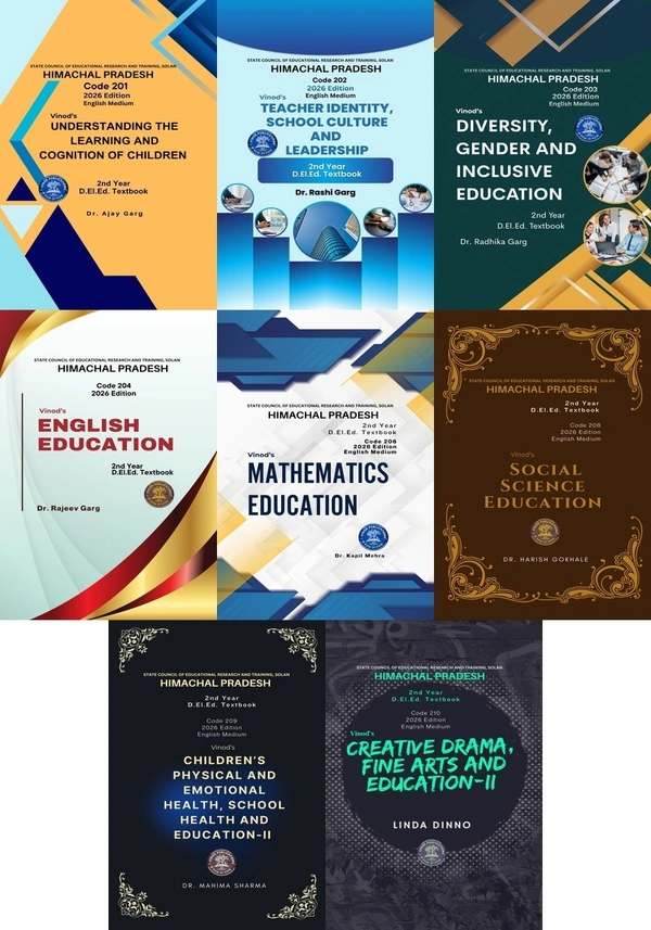 Vinod Himachal 2nd Year D.El.Ed. / J.B.T / E.T.T. 8 Books Set (E) ALL COMPULSORY SUBJECTS + OPTIONAL SUBJECTS (English + Mathematics + Social Science) English Medium | COMPLETE SET CODE 201 + 202 + 203 + 204 + 206 + 208 + 209 + 210 ; CALL 9218-21-9218 VINOD PUBLICATIONS - Dr. Ajay Garg - Dr. Rashi Garg, Dr. Radhika Garg - Dr. Mahima Sharma - Linda Dinno