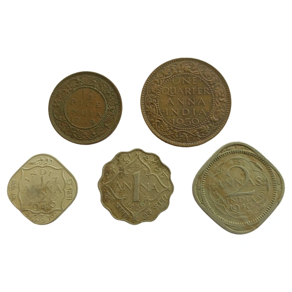 George 6th King Set of 5 Coins (1936 - 1947)