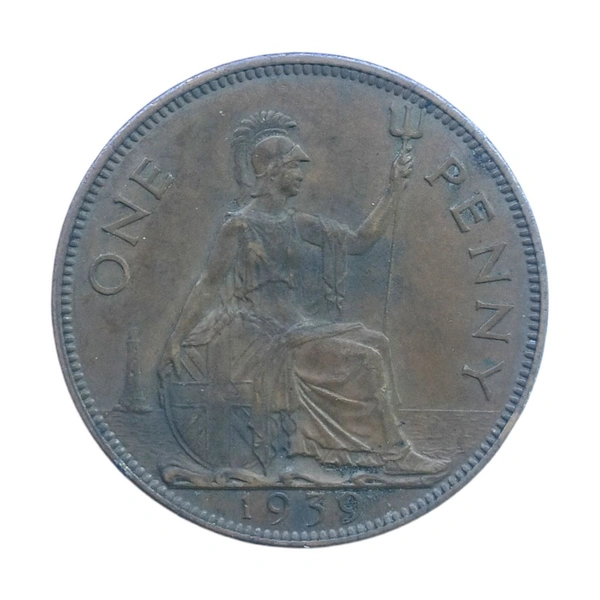 1939 U.K. 1 Penny Coin (George 6th King)