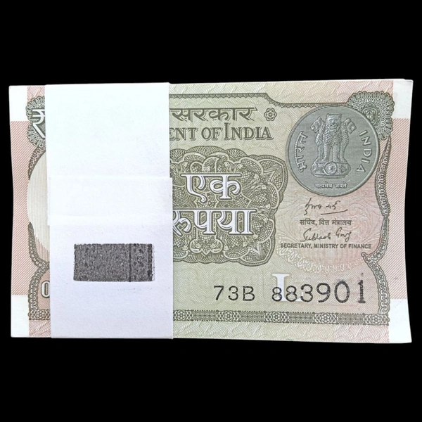2019 1 Rupee UNC Bundle of 100 Serial Notes - Subhash Garh P#117e