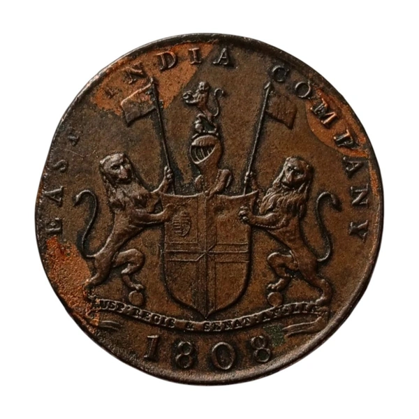 1808 Madras Presidency X (10) Cash Coin (Rare Coin)