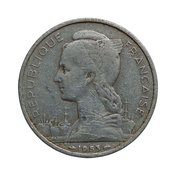 1953 Madagascar 5 Francs Coin