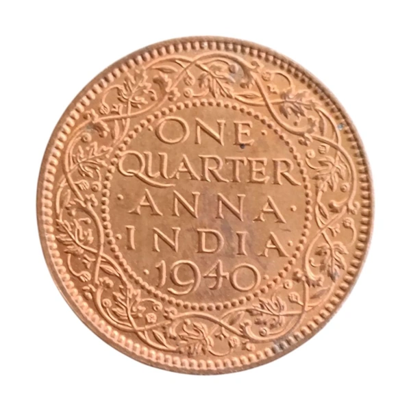 One Quarter Anna UNC coin - George 6th King - 1940