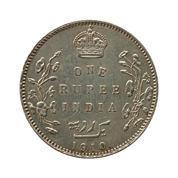 Edward 7th King - 1 Rupee Silver Coin - 1910