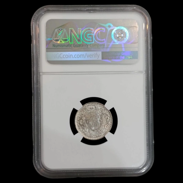 1940(B) India 1/4 Rupee Silver GRADED Coin - MS63